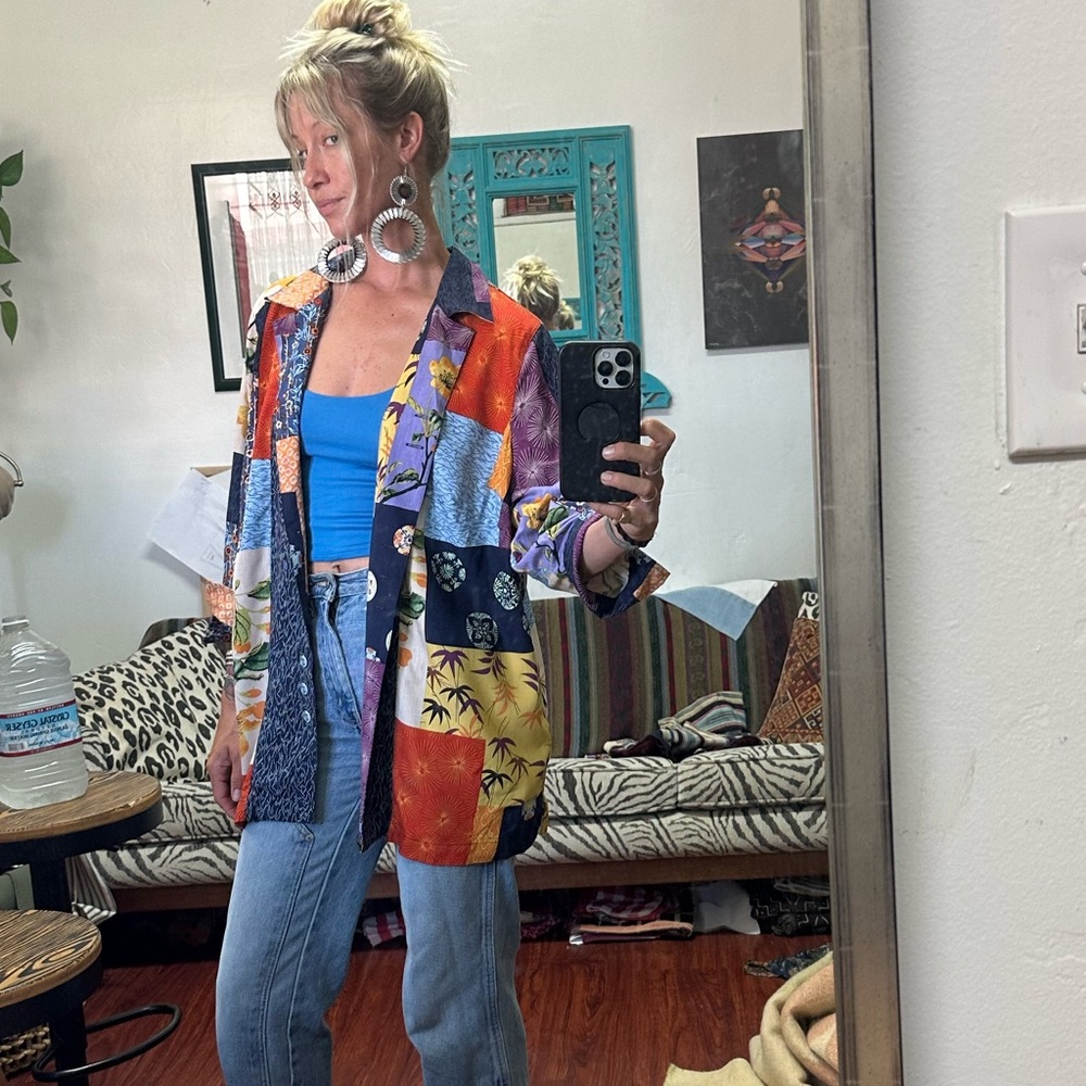 Vintage Patchwork Print Over-Shirt - image 7